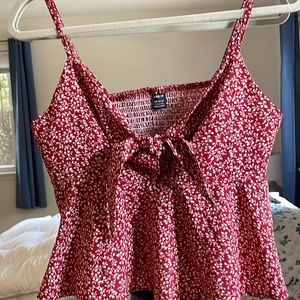 SHEIN red/white cami with front tie and keyhole